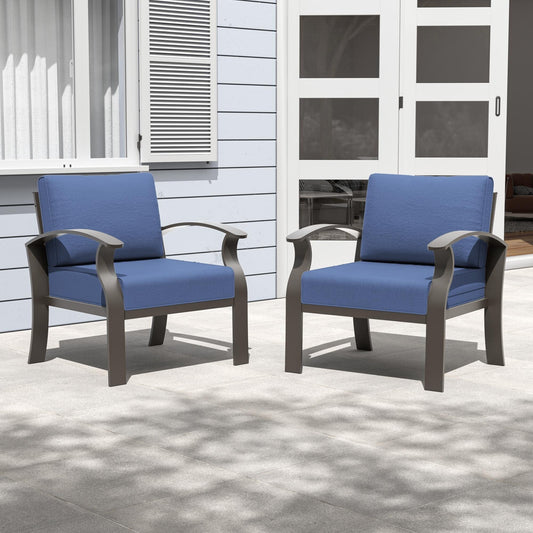 Divani e sedie da esterno in alluminio a 2 posti con cuscini blu navy