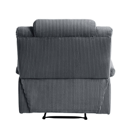 Set da 2 poltrone reclinabili manuali moderne in velluto a coste, poltrone reclinabili oversize con braccioli larghi