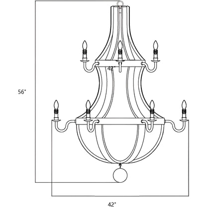 Lampadario a botte di vino a due livelli in stile country francese con 12 luci