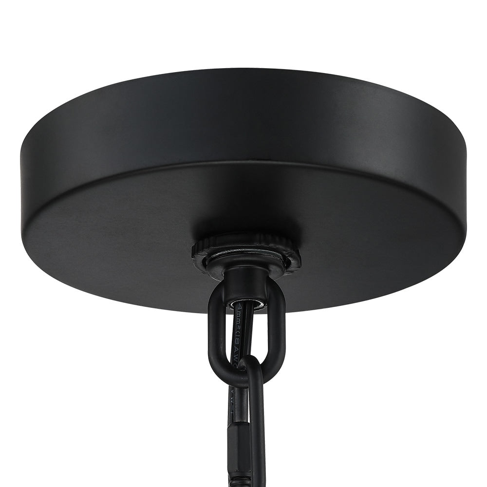 Lampada a sospensione tradizionale a tamburo in rattan naturale a 4 luci con baldacchino nero - Nero/terroso - 20 pollici di larghezza