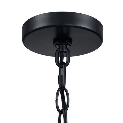 Lampadario a sospensione nero opaco da 22 pollici a 4 luci con paralume a tamburo bianco - 22 W