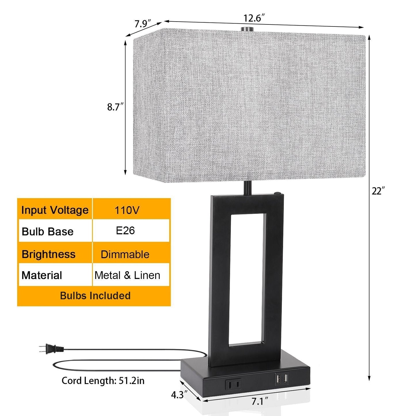 Set di 22 lampade da tavolo USB grigie con controllo touch
