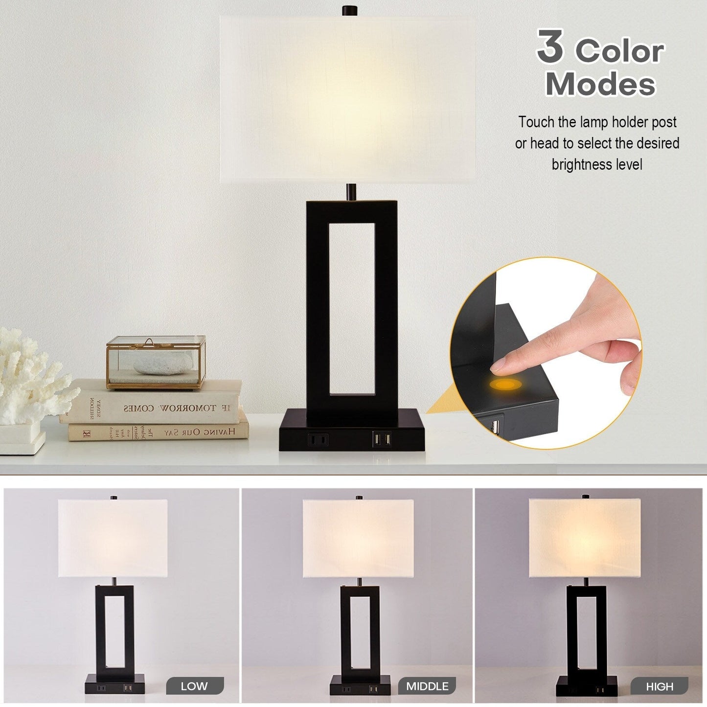 Set di 22 lampade da tavolo USB grigie con controllo touch