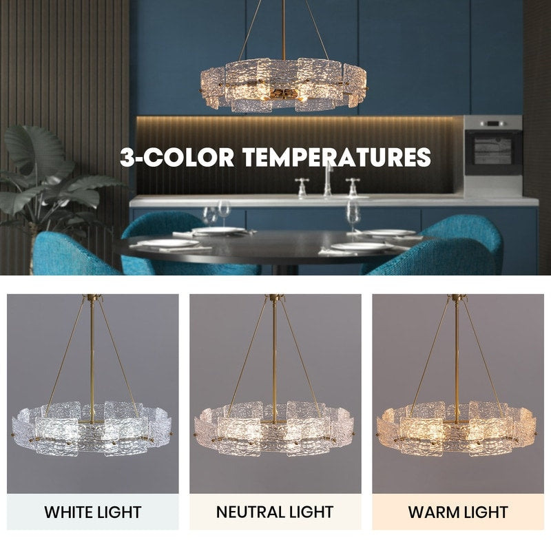 Lampadario moderno in cristallo dorato da 23,6 pollici, 6 luci, lampada a sospensione Glam Drum per isola cucina sala da pranzo