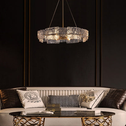 Lampadario moderno in cristallo dorato da 23,6 pollici, 6 luci, lampada a sospensione Glam Drum per isola cucina sala da pranzo