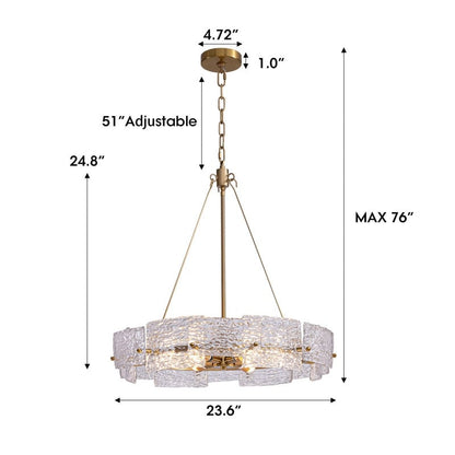 Lampadario moderno in cristallo dorato da 23,6 pollici, 6 luci, lampada a sospensione Glam Drum per isola cucina sala da pranzo