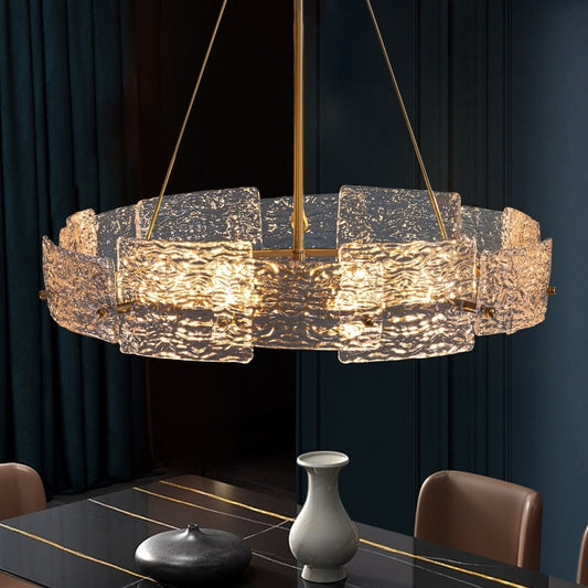 Lampadario moderno in cristallo dorato da 23,6 pollici, 6 luci, lampada a sospensione Glam Drum per isola cucina sala da pranzo
