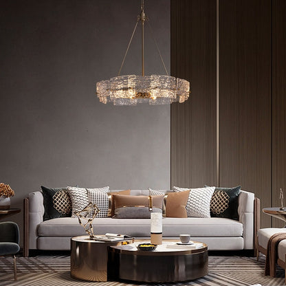 Lampadario moderno in cristallo dorato da 23,6 pollici, 6 luci, lampada a sospensione Glam Drum per isola cucina sala da pranzo