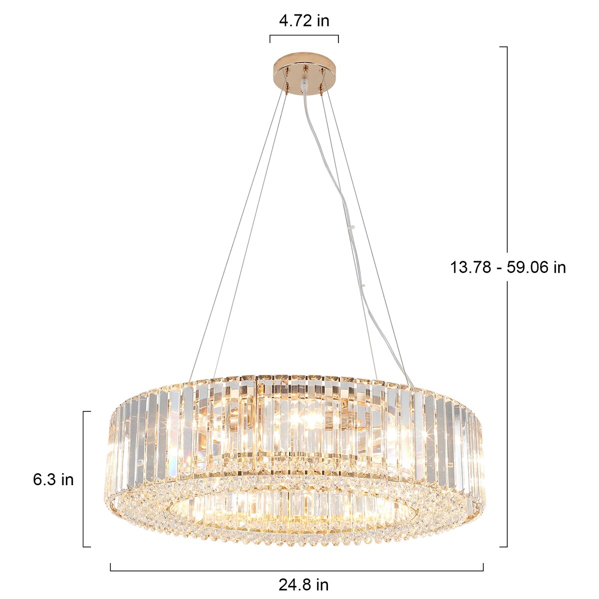 Lampadario da fattoria a 8 luci da 24,8 pollici, lampadario di cristallo, lampadario a tamburo per sala da pranzo, soggiorno, camera da letto, cucina