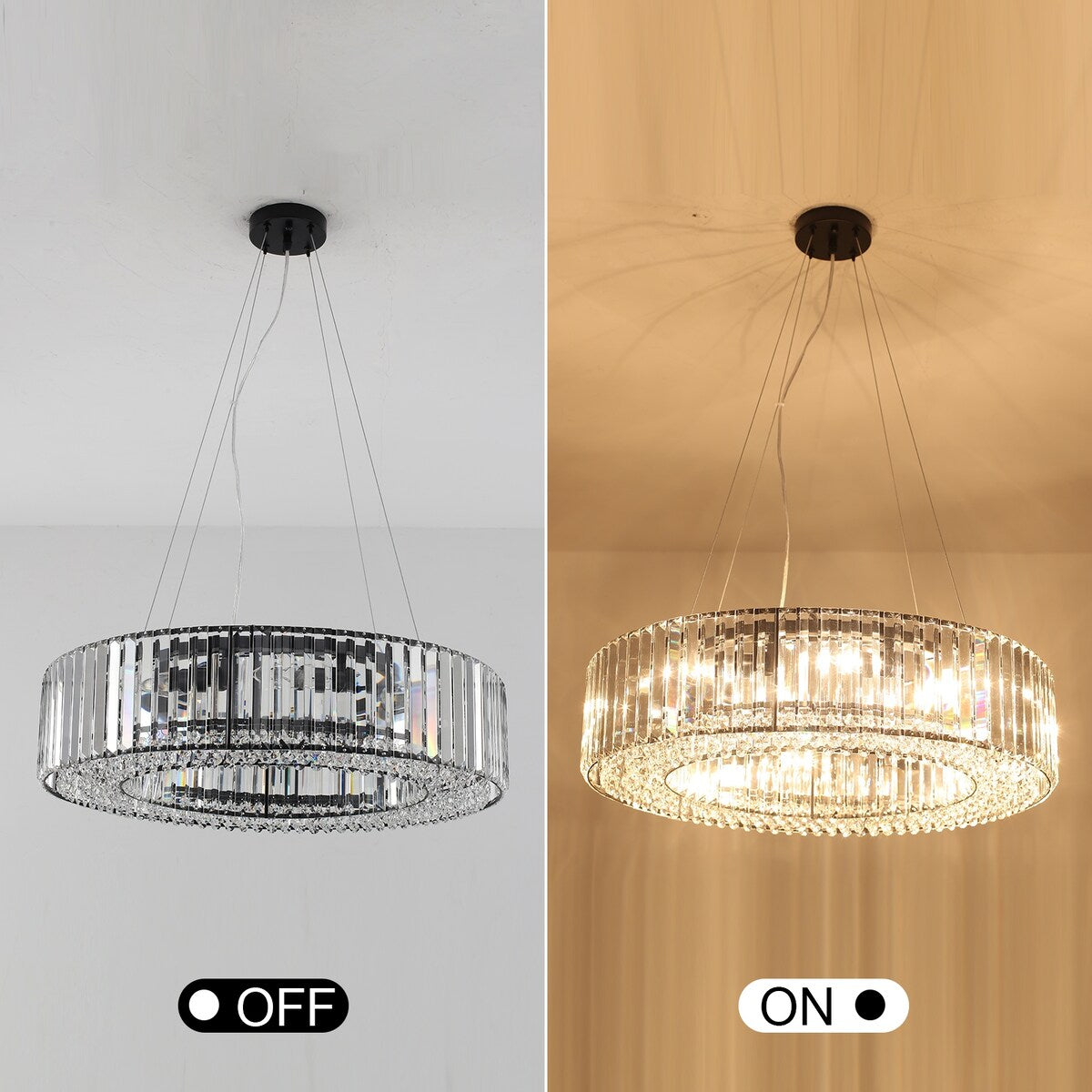 Lampadario da fattoria a 8 luci da 24,8 pollici, lampadario di cristallo, lampadario a tamburo per sala da pranzo, soggiorno, camera da letto, cucina