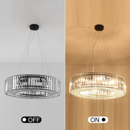 Lampadario da fattoria a 8 luci da 24,8 pollici, lampadario di cristallo, lampadario a tamburo per sala da pranzo, soggiorno, camera da letto, cucina