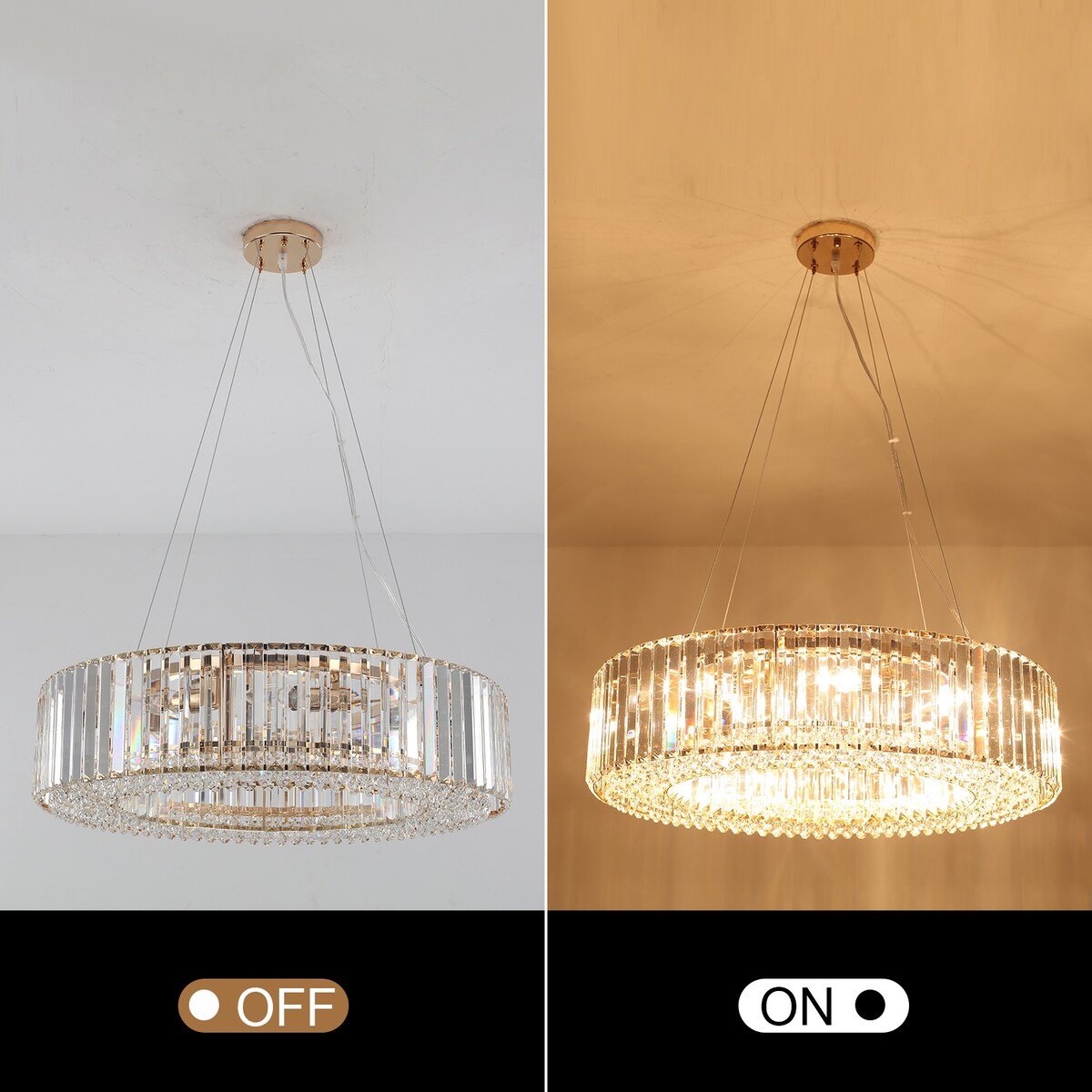 Lampadario da fattoria a 8 luci da 24,8 pollici, lampadario di cristallo, lampadario a tamburo per sala da pranzo, soggiorno, camera da letto, cucina