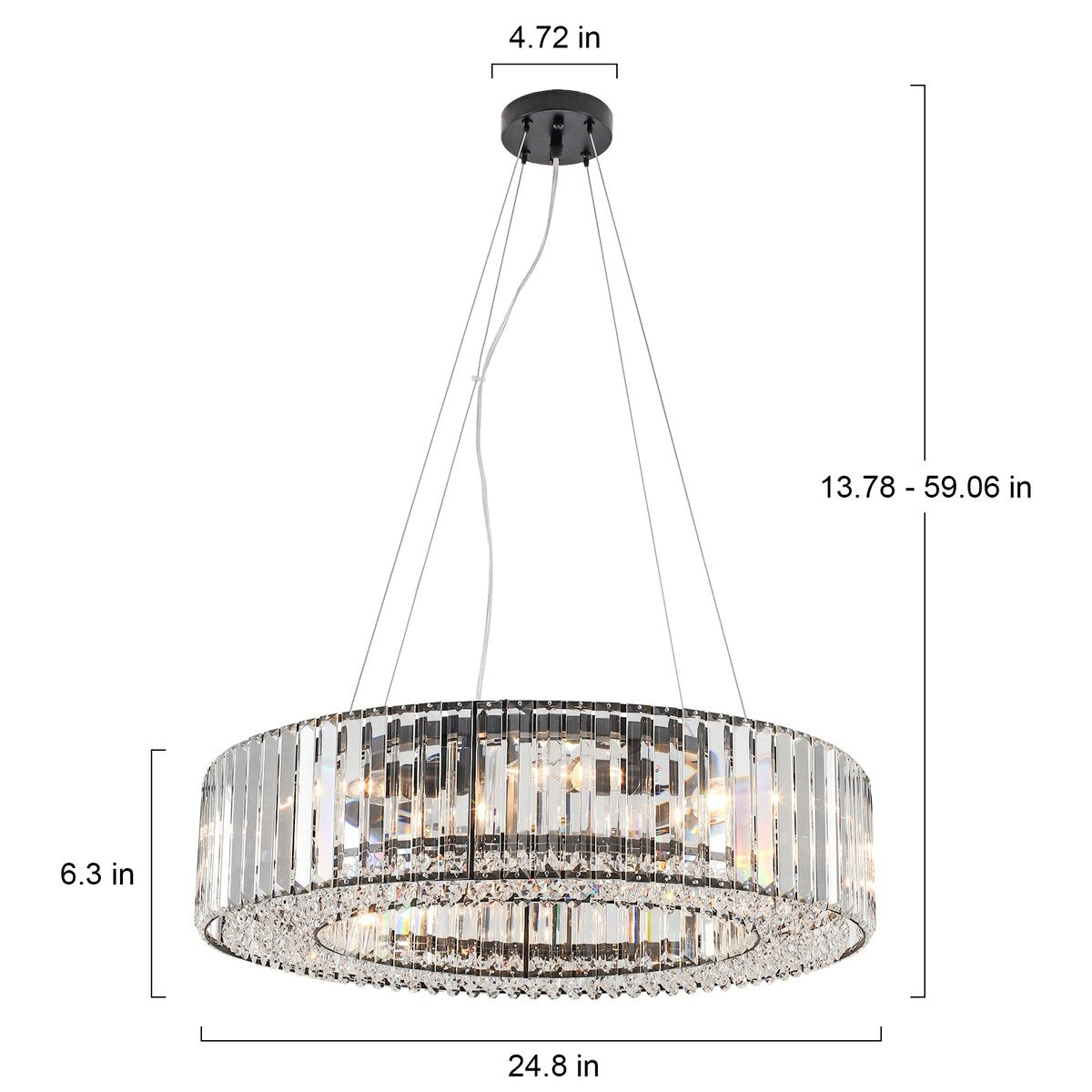 Lampadario da fattoria a 8 luci da 24,8 pollici, lampadario di cristallo, lampadario a tamburo per sala da pranzo, soggiorno, camera da letto, cucina