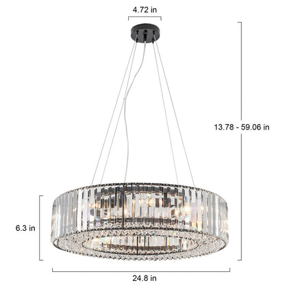 Lampadario da fattoria a 8 luci da 24,8 pollici, lampadario di cristallo, lampadario a tamburo per sala da pranzo, soggiorno, camera da letto, cucina