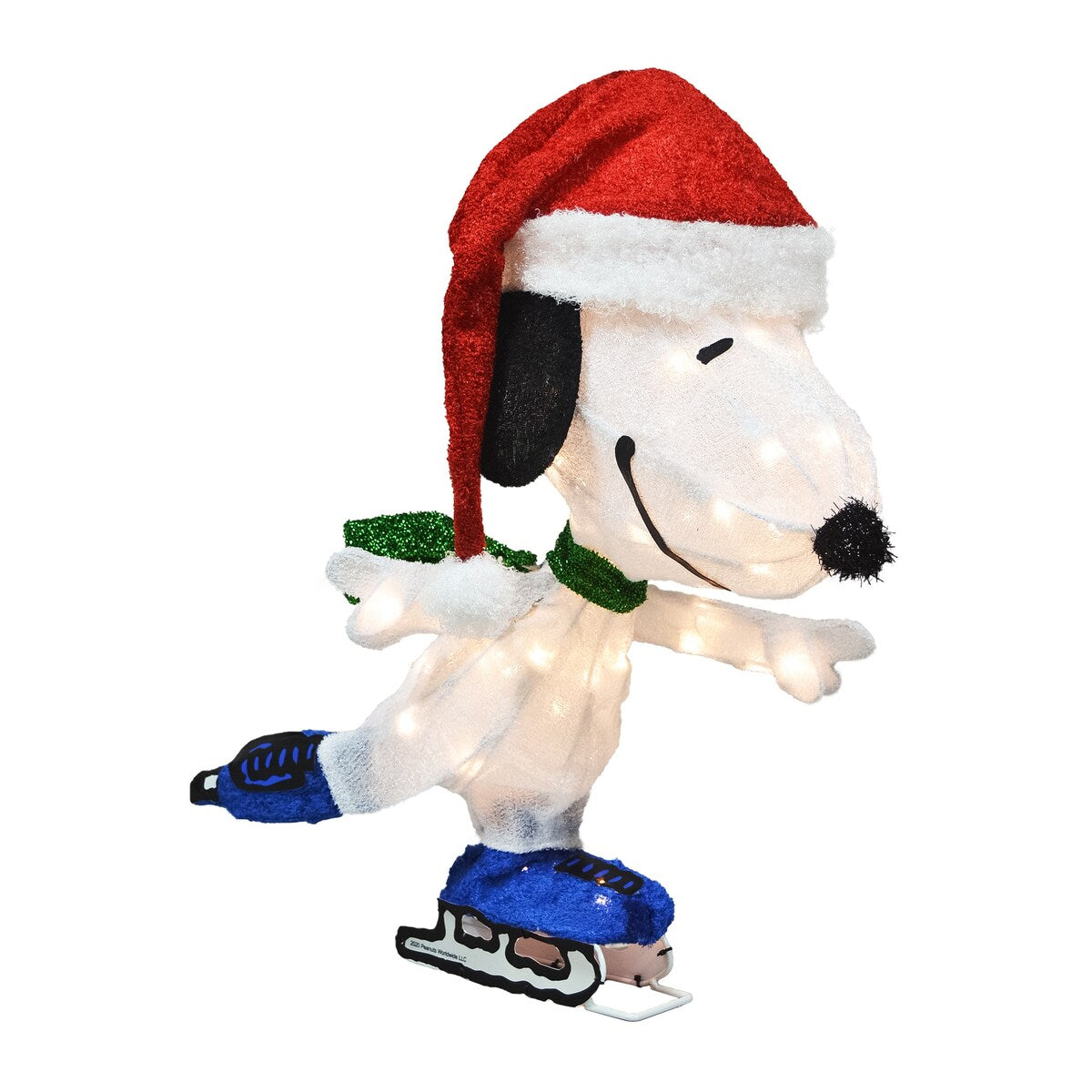 24 decorazioni da giardino preilluminate a LED 3D Peanuts Snoopy pattinatore