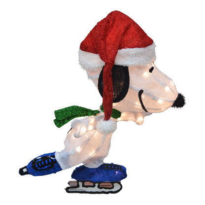 24 decorazioni da giardino preilluminate a LED 3D Peanuts Snoopy pattinatore