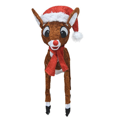 24 Rudolph 3D LED preilluminato Yard Art Rudolph con cappello di Babbo Natale e sciarpa