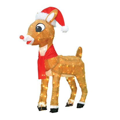 24 Rudolph 3D LED preilluminato Yard Art Rudolph con cappello di Babbo Natale e sciarpa