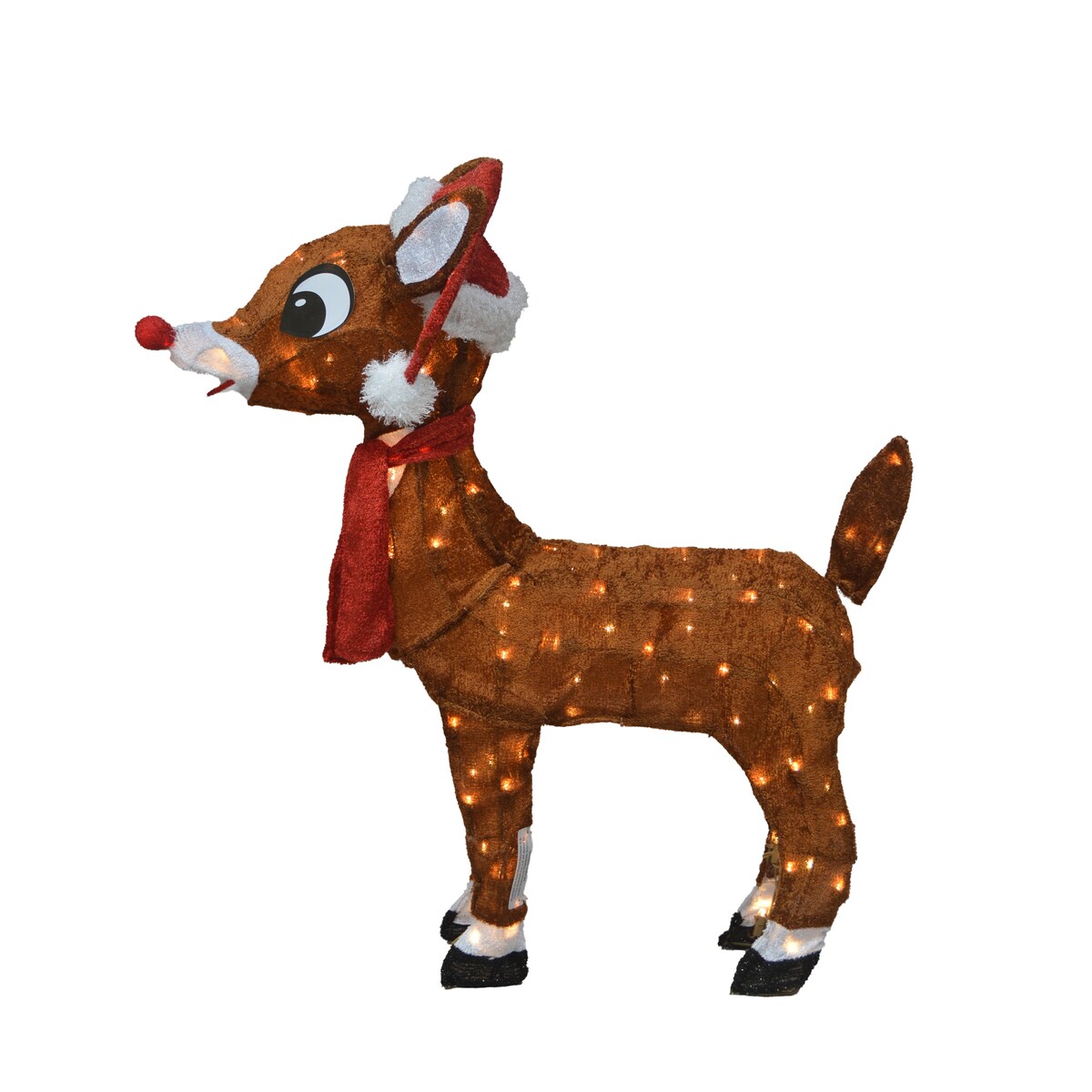 24 Rudolph 3D LED preilluminato Yard Art Rudolph con cappello di Babbo Natale e sciarpa