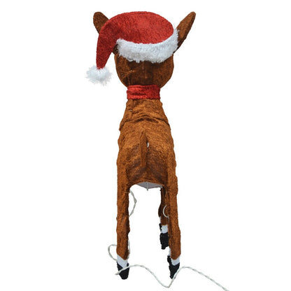 24 Rudolph 3D LED preilluminato Yard Art Rudolph con cappello di Babbo Natale e sciarpa