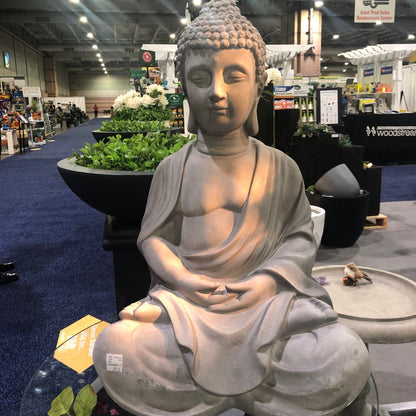 Statua del Buddha in meditazione in cemento leggero da 25,6 pollici