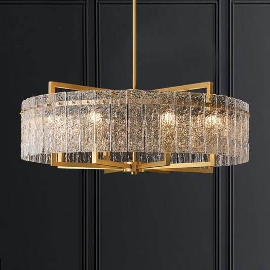 Lampadario moderno in cristallo dorato da 26 pollici, 6 luci, dimmerabile, per isola cucina con vetro smerigliato per sala da pranzo