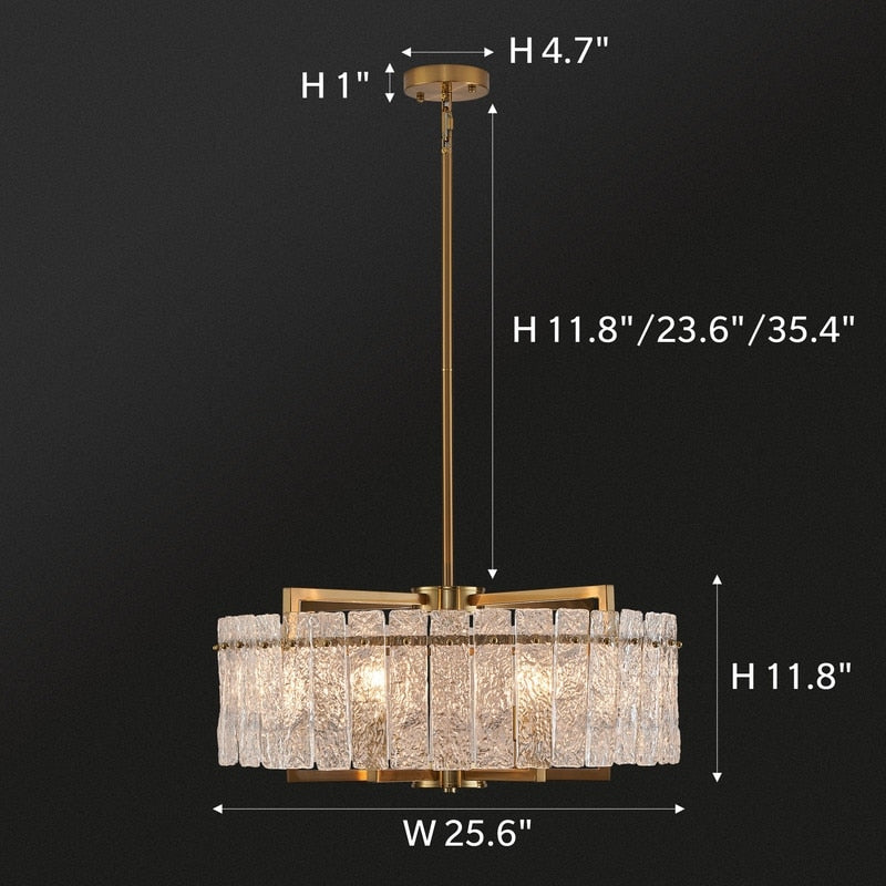 Lampadario moderno in cristallo dorato da 26 pollici, 6 luci, dimmerabile, per isola cucina con vetro smerigliato per sala da pranzo