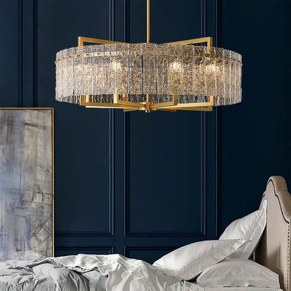 Lampadario moderno in cristallo dorato da 26 pollici, 6 luci, dimmerabile, per isola cucina con vetro smerigliato per sala da pranzo