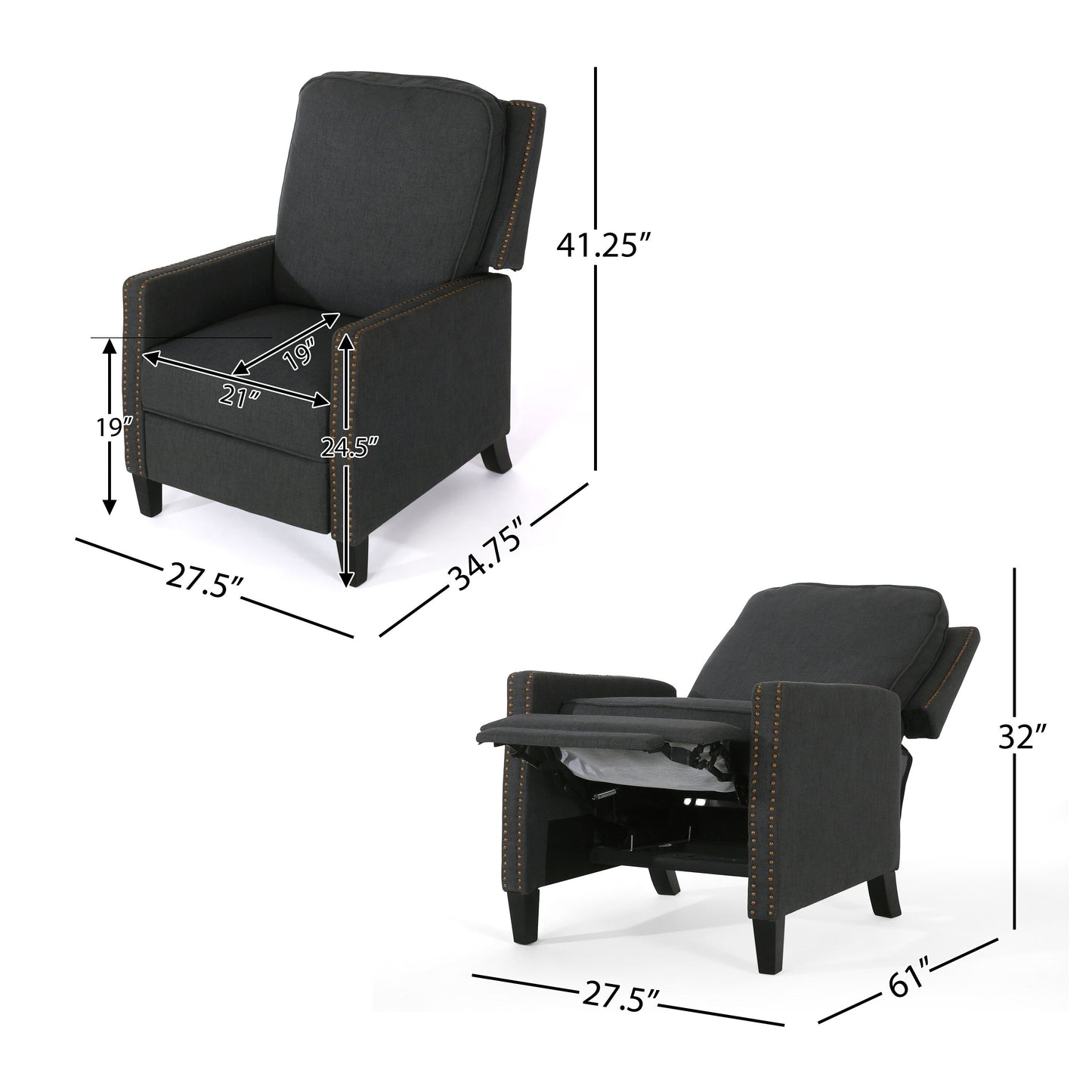 Poltrona reclinabile manuale standard larga 27,5