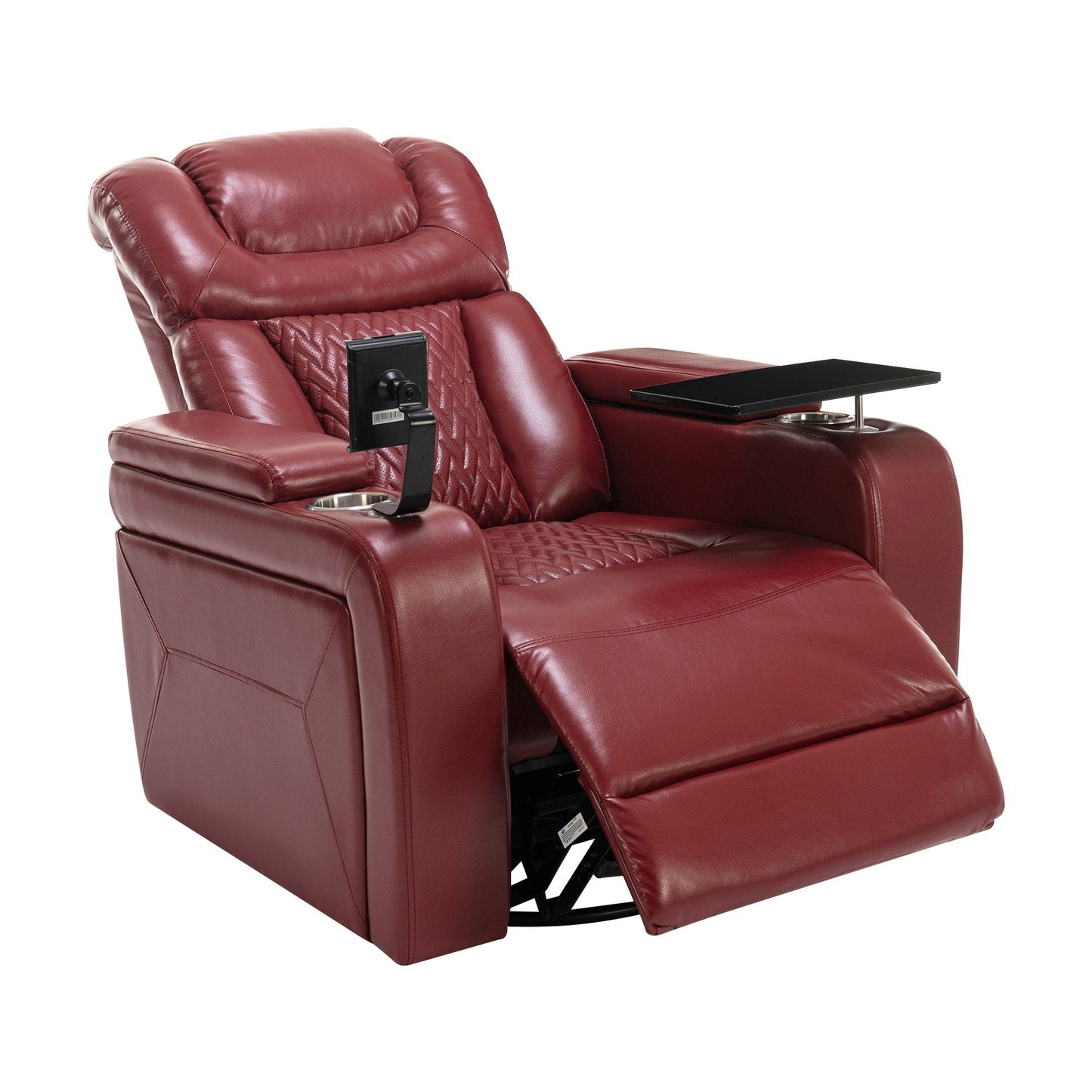 Poltrona reclinabile elettrica girevole a 270 gradi in pelle PU, con sedile singolo, per home theater, con comodo schienale e tavolino.