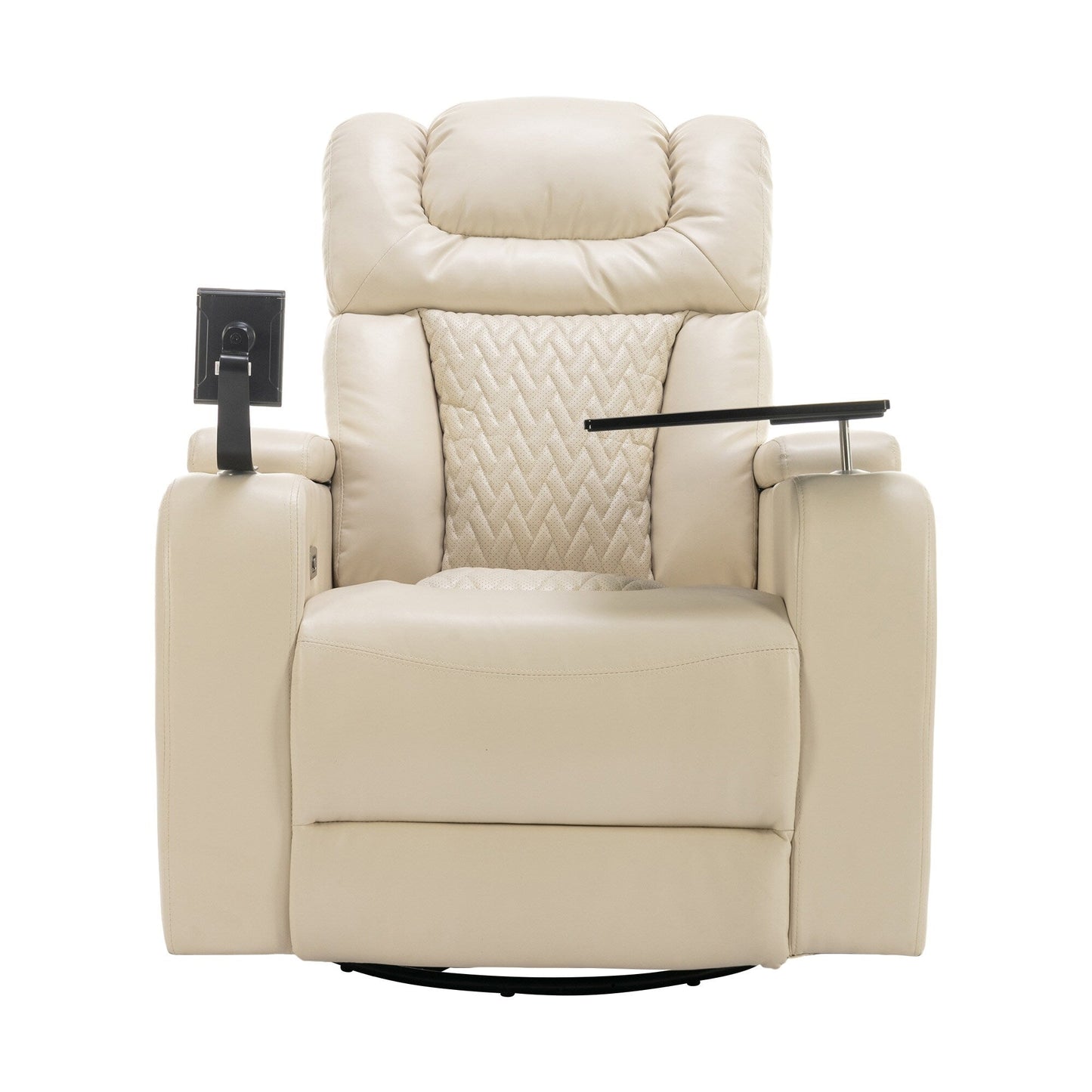 Poltrona reclinabile elettrica girevole a 270 gradi in pelle PU, con sedile singolo, per home theater, con comodo schienale e tavolino.