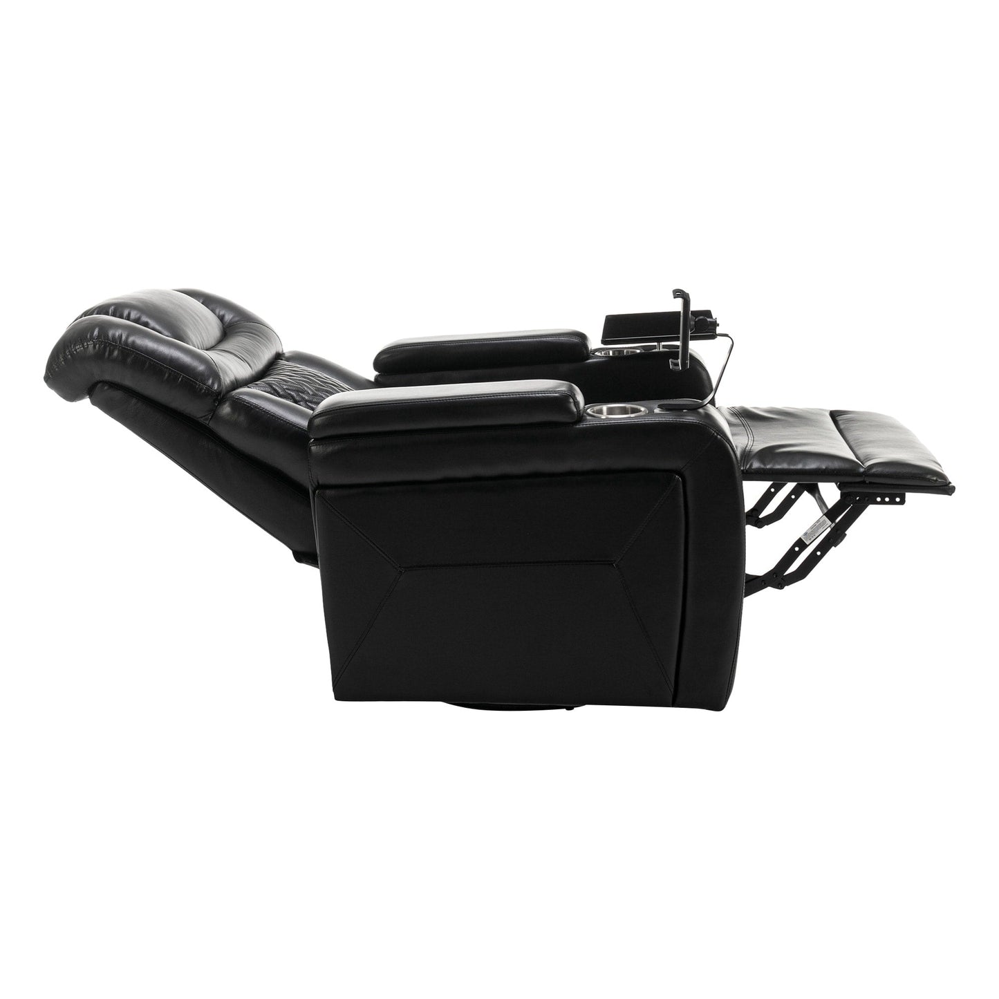 Poltrona reclinabile elettrica girevole a 270 gradi in pelle PU, con sedile singolo, per home theater, con comodo schienale e tavolino.