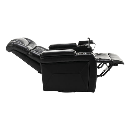 Poltrona reclinabile elettrica girevole a 270 gradi in pelle PU, con sedile singolo, per home theater, con comodo schienale e tavolino.