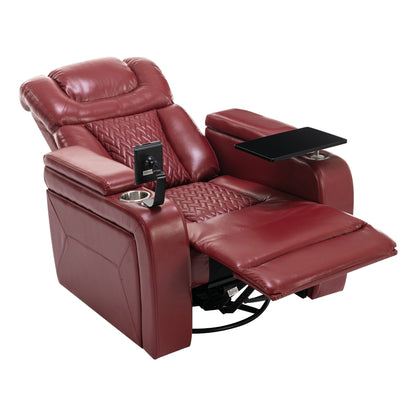 Poltrona reclinabile elettrica girevole a 270 gradi in pelle PU, con sedile singolo, per home theater, con comodo schienale e tavolino.