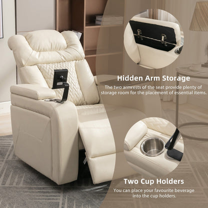 Poltrona reclinabile elettrica girevole a 270 gradi in pelle PU, con sedile singolo, per home theater, con comodo schienale e tavolino.