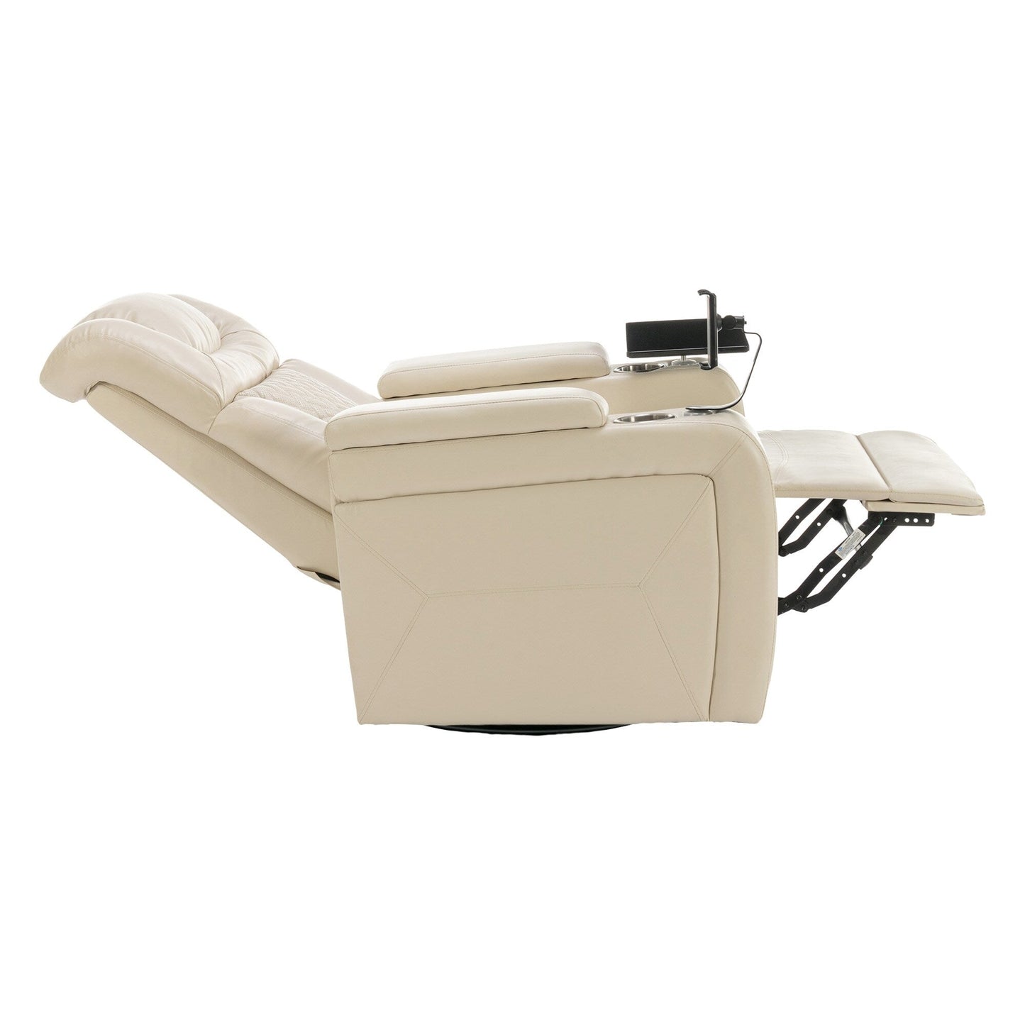Poltrona reclinabile elettrica girevole a 270 gradi in pelle PU, con sedile singolo, per home theater, con comodo schienale e tavolino.