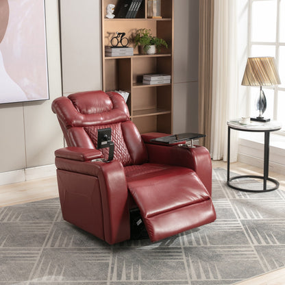 Poltrona reclinabile elettrica girevole a 270 gradi in pelle PU, con sedile singolo, per home theater, con comodo schienale e tavolino.