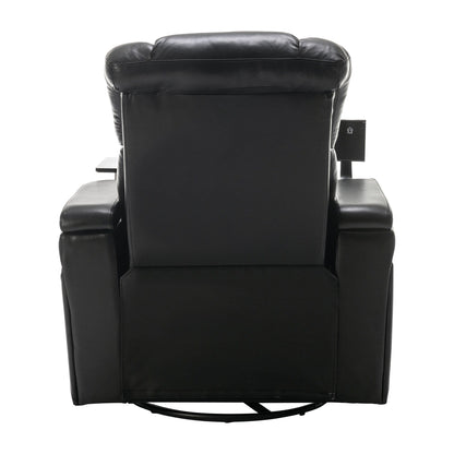 Poltrona reclinabile elettrica girevole a 270 gradi in pelle PU, con sedile singolo, per home theater, con comodo schienale e tavolino.