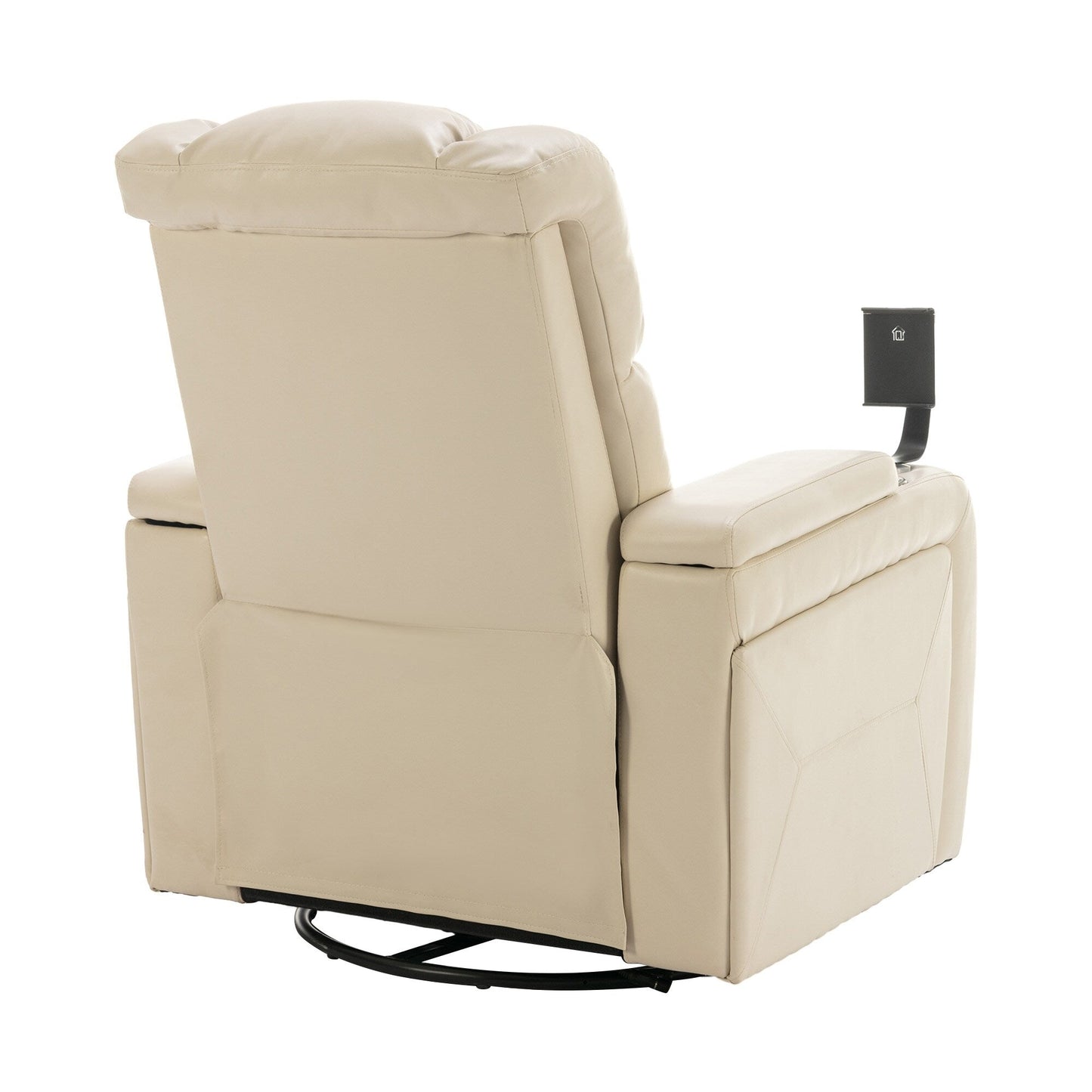 Poltrona reclinabile elettrica girevole a 270 gradi in pelle PU, con sedile singolo, per home theater, con comodo schienale e tavolino.