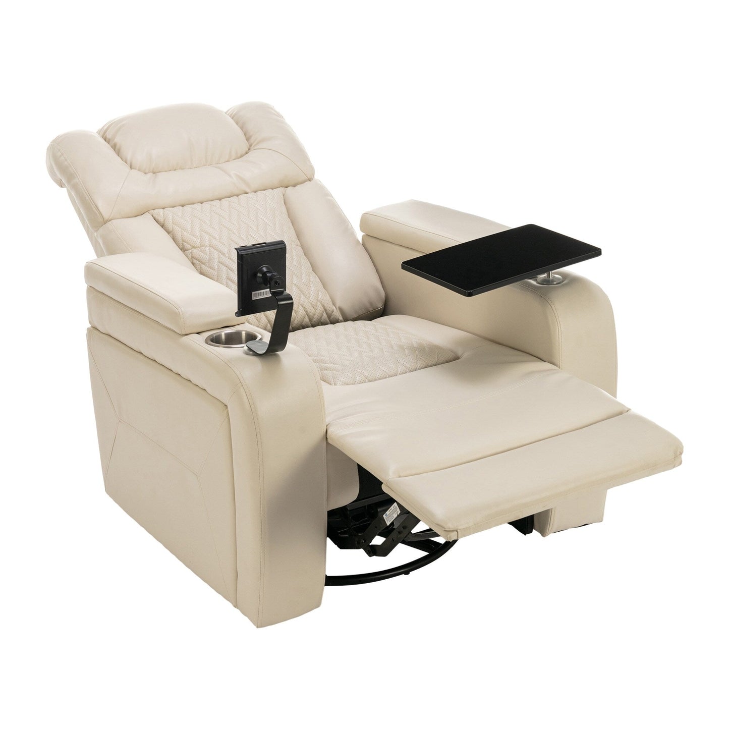 Poltrona reclinabile elettrica girevole a 270 gradi in pelle PU, con sedile singolo, per home theater, con comodo schienale e tavolino.