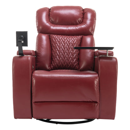 Poltrona reclinabile elettrica girevole a 270 gradi in pelle PU, con sedile singolo, per home theater, con comodo schienale e tavolino.