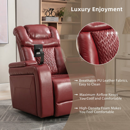 Poltrona reclinabile elettrica girevole a 270 gradi in pelle PU, con sedile singolo, per home theater, con comodo schienale e tavolino.