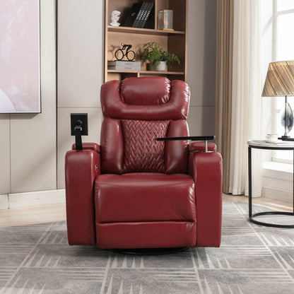 Poltrona reclinabile elettrica girevole a 270 gradi in pelle PU, con sedile singolo, per home theater, con comodo schienale e tavolino.