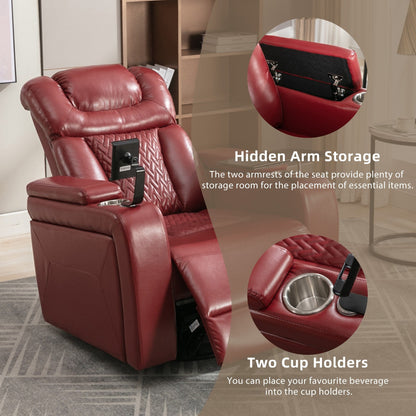 Poltrona reclinabile elettrica girevole a 270 gradi in pelle PU, con sedile singolo, per home theater, con comodo schienale e tavolino.