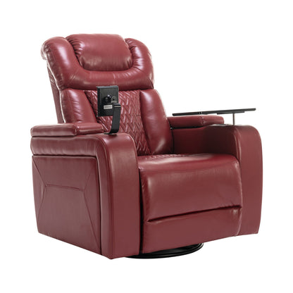 Poltrona reclinabile elettrica girevole a 270 gradi in pelle PU, con sedile singolo, per home theater, con comodo schienale e tavolino.