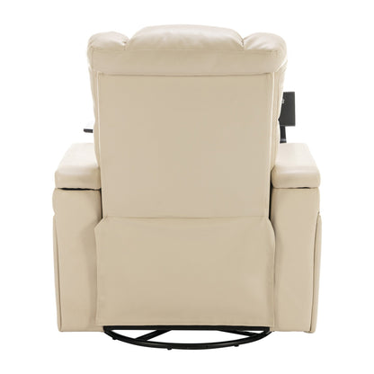 Poltrona reclinabile elettrica girevole a 270 gradi in pelle PU, con sedile singolo, per home theater, con comodo schienale e tavolino.