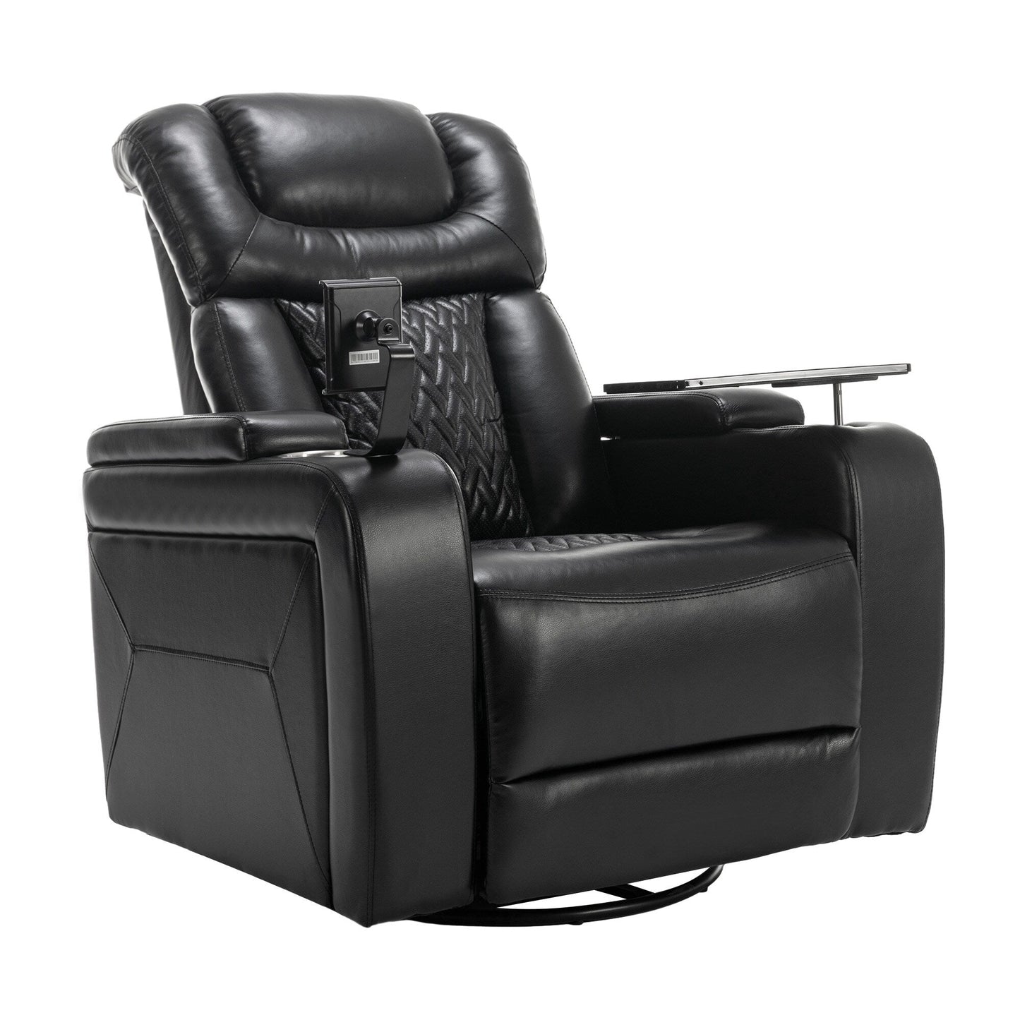 Poltrona reclinabile elettrica girevole a 270 gradi in pelle PU, con sedile singolo, per home theater, con comodo schienale e tavolino.