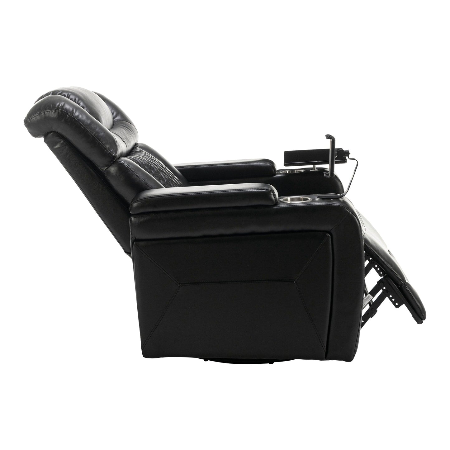 Poltrona reclinabile elettrica girevole a 270 gradi in pelle PU, con sedile singolo, per home theater, con comodo schienale e tavolino.