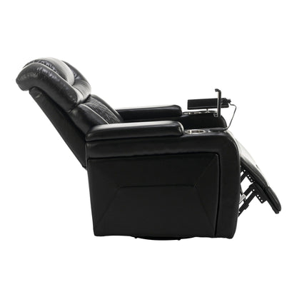 Poltrona reclinabile elettrica girevole a 270 gradi in pelle PU, con sedile singolo, per home theater, con comodo schienale e tavolino.