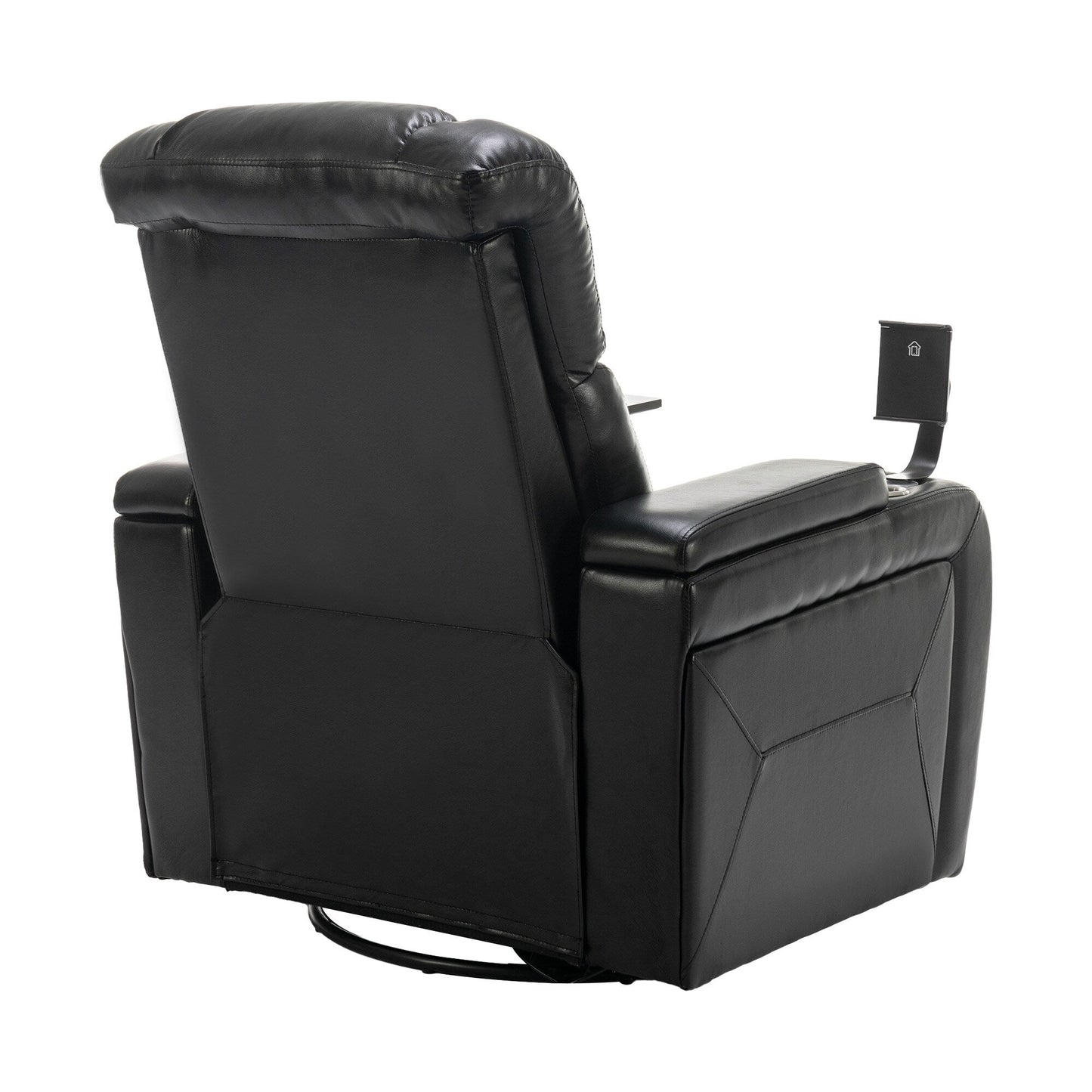 Poltrona reclinabile elettrica girevole a 270 gradi in pelle PU, con sedile singolo, per home theater, con comodo schienale e tavolino.